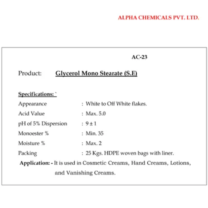 Glyceryl Monostearate SE GMS- SE Flakes - Image 4