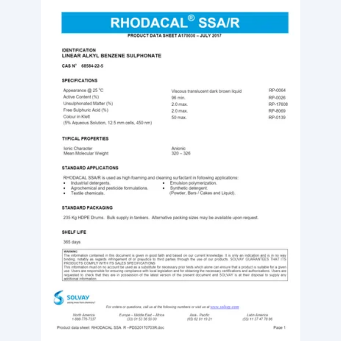 Linear Alkyl Benzene Sulphonic Acid 96% LABSA 96% (Rhodacal SSA/R) - Image 4