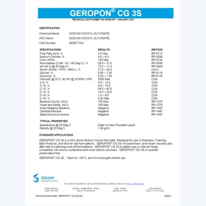 Sodium Cocoyl Glycinate (Geropon CG 3S) - Image 4