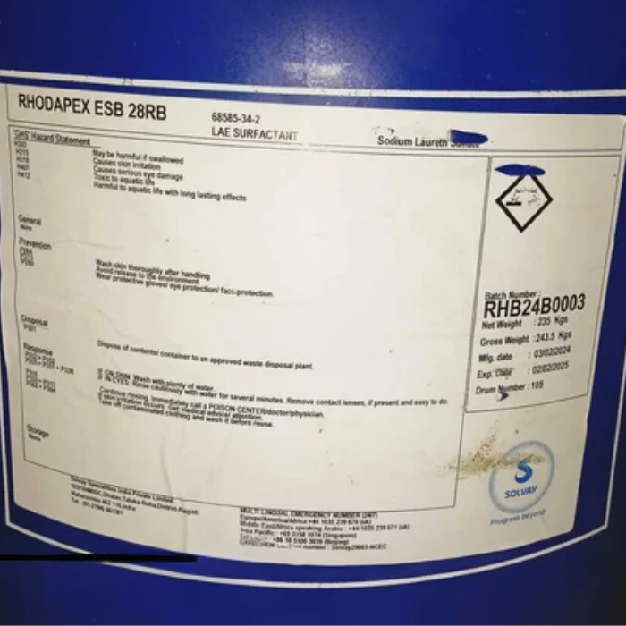 Sodium Lauryl Ether Sulphate Sles Liquid (Rhodapex ESB 28 RB) - Image 3
