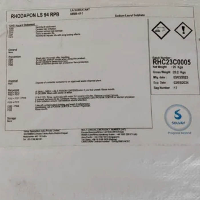 Sodium Lauryl Sulphate SLS Powder (Rhodapon LS 94 RPB) - Image 3