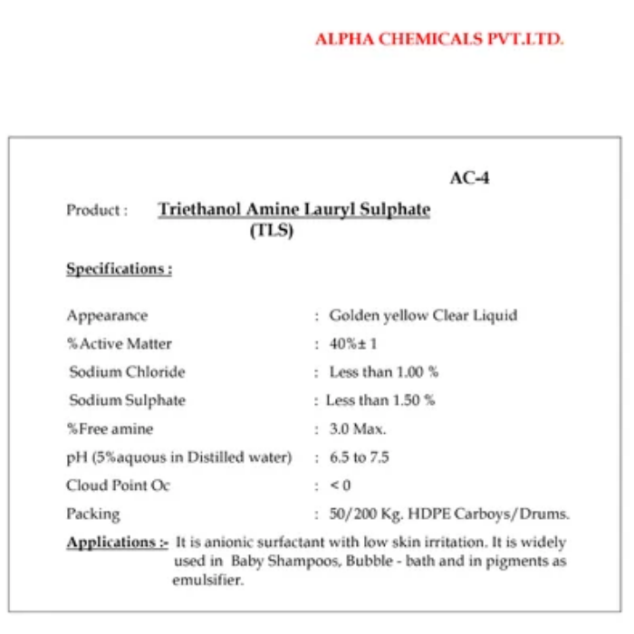 Triethanolamine Lauryl Sulfate TLS Liquid - Image 4